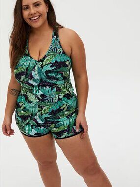 3X Torrid Wireless Racerback Tankini - Dino Tropical